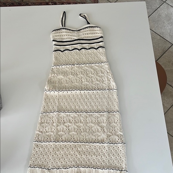 Cream and Black Knit Maxi Dress - Picture 2 of 5